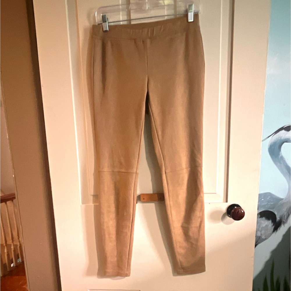 Mercer & Madison Beige Solid Ankle Leggings Stretch Elastic Waist Sz 2